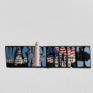 3D Washington DC Ceramic Souvenir Vtg Silberne figural Refrigerator Magnet